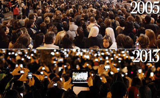 2005 vs. 2013 and cameraphones during the Papal inaugration