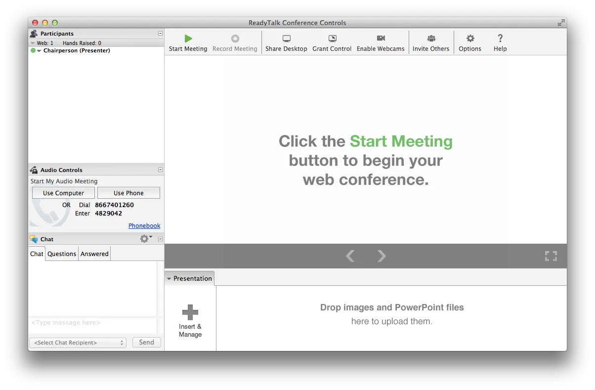 The Phase 1, new-and-improved ReadyTalk conference controls application