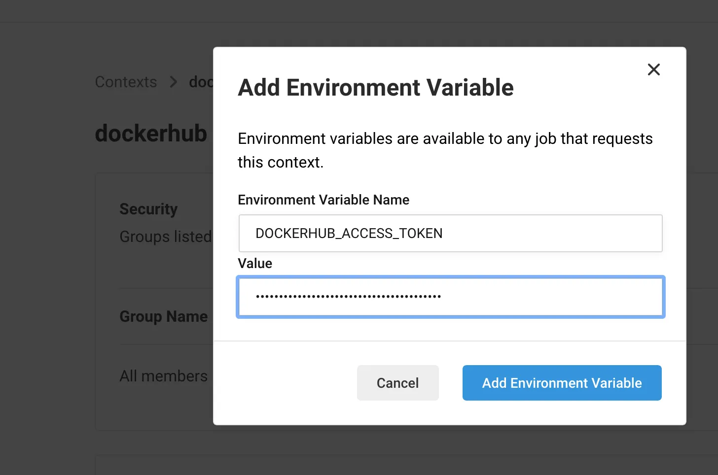 create a new circleci context