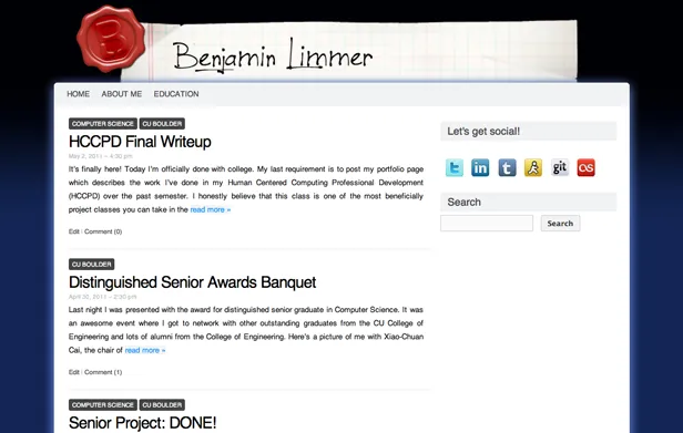 Screenshot of Previous Website Design